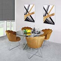 Value 130cm Nova Dining Set With 4 Mustard Ariel Chairs