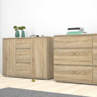Modern Light Oak Wide 2 Door And 3 Drawer Living Room Sideboard Buffet 83.7 x 119.45cm
