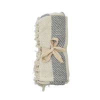 Green Recy Cotton Stripe Throw Grey