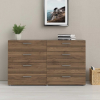 Wide Midi Chest of 8 Drawers 4+4 in Walnut Finish Modern Bedroom Furniture