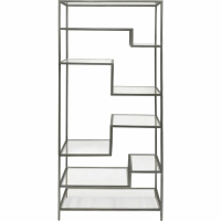 Ullswater Iron Shelving Unit Metallic Black Nickel Finish With Glass Shelves
