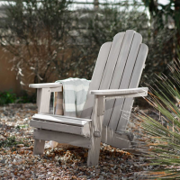 Adirondack White Wash Garden Outdoor Patio Wooden Lounge Chair High Back