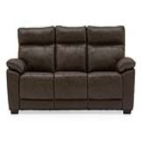 Modern Chic Brown Leather Upholstered Positano 3 Seater Large Fixed Sofa 200cm Wide