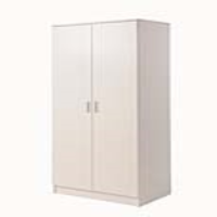 White 2 Door Bedroom Double Wardrobe with Shelf 181 x 76cm Traditional Style
