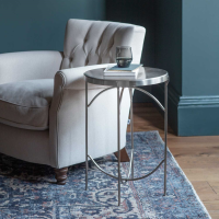 Round Nickel Metal Wire Framed Modern Side Occasional Table