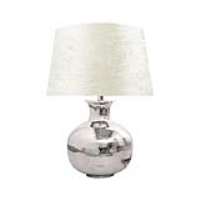40cm Nickel Plated Metal Lamp Base With Velvet Drum Shaped White Shade Table Lamp