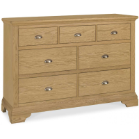 Large Wide Modern Oak Bedroom Chest Of 7 Drawers 3 Over 4 138cm Wide