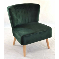 Cromarty Forest Green Velvet Fabric Upholstery Ribbed Cocktail Chair 74x64x62cm