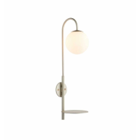 Modern Style Metal Champagne Finish Double Insulated Arc Floor Lamp With Opal Shade 54cm