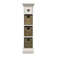 Modern Style White Painted Living Room 3 Wicker Basket Chest Of Drawers 100x35cm
