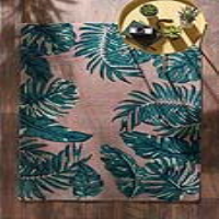 Origins Tropical Blush Leaf Hand Tufted Green Beige Wool Rug 160x230cm