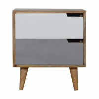 Grey Painted Bedside With Cut Out Slots