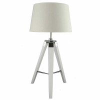 White Hollywood Table Lamp With 13 Inch Natural Linen Drum Shade