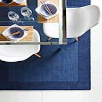 Origins Borders Hand Loom Woven Pure Wool Navy Blue Runner Rug 160x230cm