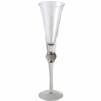 Milano Modern Silver Finish Champagne Flute With Diamante Ball 8cm Diameter