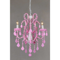 Marie Therese Cream Chandelier, Milky Pink Crystal 3 Arm