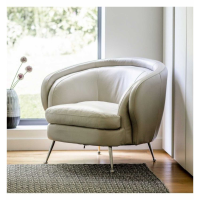 Tesoro Modern Arched Back 1 Seater Tub Armchair in Cream Leather 79x93x86cm