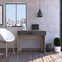 Washed Oak and Carbon Grey Oak Effect 2 Drawer Desk Hallway Table