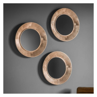 Modern Style Round Brushed Bronze Finish Metal Wall Mirror Trio 51cm Diameter