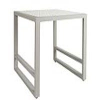 Light Grey Outdoor Garden Square Side Table Metal Frame Patterned Glass Top