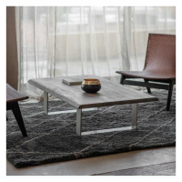 Modern Style Dark Wood And Metal Rectangular Living Room Coffee Table 35 x 140cm