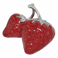Large Red Art Deco Strawberries Decoration With Silver Stem