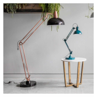 Trendy Metal Angled Bronze Finish Black Dome Head Shade Floor Lamp 170 x 32cm