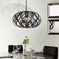 Modern Style Steel Antique Bronze Teardrop Shape Frame 5 Pendant Light 123x60cm