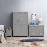 3 Piece Bedroom Set (3 Door Wardrobe, 3+4 Chest, 2 Drawer Bedside)