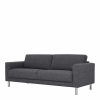 Modern Dark Grey Fabric Upholstery 3 Seater Sofa on Chrome Feet