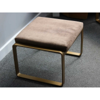 Vintage Square Velvet and Metal Footstool with Mineral Cushion and Gold Base