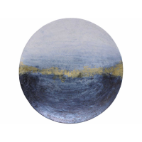 Large Abstract Wall Disc With Blue and Gold Finish 89cm Diameter