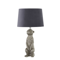 Morris The Meercat Silver Table Lamp With Grey Velvet Shade