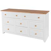 Large White Painted Chest of 8 Drawers Pine Waxed Top 143cm Wide