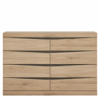 Traditional Dark Oak Trim 8 Drawer Bedroom Chest With Unique Metal Handles 83.8x125.7cm