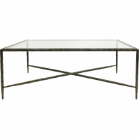 Patterdale Hand Forged Rectangular Coffee Table Dark Bronze With Glass Top