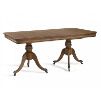Traditional Dark Oak Extending Twin Pedestal Dining Table On Castors