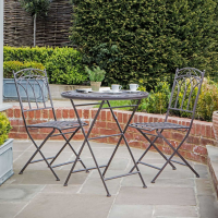 Stylish Outdoor Bistro Metallic Chair Table Set In Brown Painted Finish 70cm Diameter