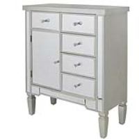 Mirrored Glass Champagne 5 Drawer Chest Console Table
