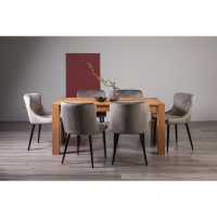 Light Oak 6 to 8 Seater Extending Kitchen Dining Table Set 6 Grey Velvet Fabric Chairs