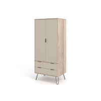 Industrial 2 Door 2 Drawer Calico Driftwood Wardrobe in Wood Grain Textured Finish