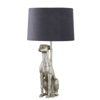 William The Whippet Silver Table Lamp With Grey Velvet Shade