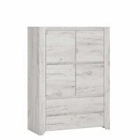 White Crafted Oak Effect 4 Door 2 Drawer Storage Cabinet Cupboard