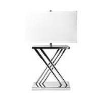 70cm X Nickel Table Lamp With White Silk Shade