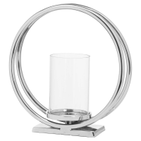 Silver Metal Twin Loop Round Candle Holder 23cm High x 21cm Wide
