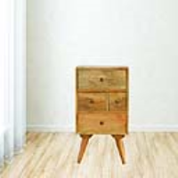 Nordic Style Mango Wood 4 Drawer Petite Bedside Cabinet With Knockdown Legs 62 x 37cm