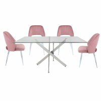160cm Blush Pink Rectangle Dining Set