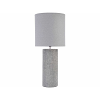 Tall Grey Textured Porcelain Table Lamp With Shade E27 60W