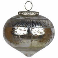 The Noel Collection Silver Jewel Top Large Teardrop Bauble