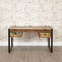 Recycled Laptop Desk Dressing Table Lift Up Lid Top Painted Boat Wood Urban Industrial Black Metal Frame